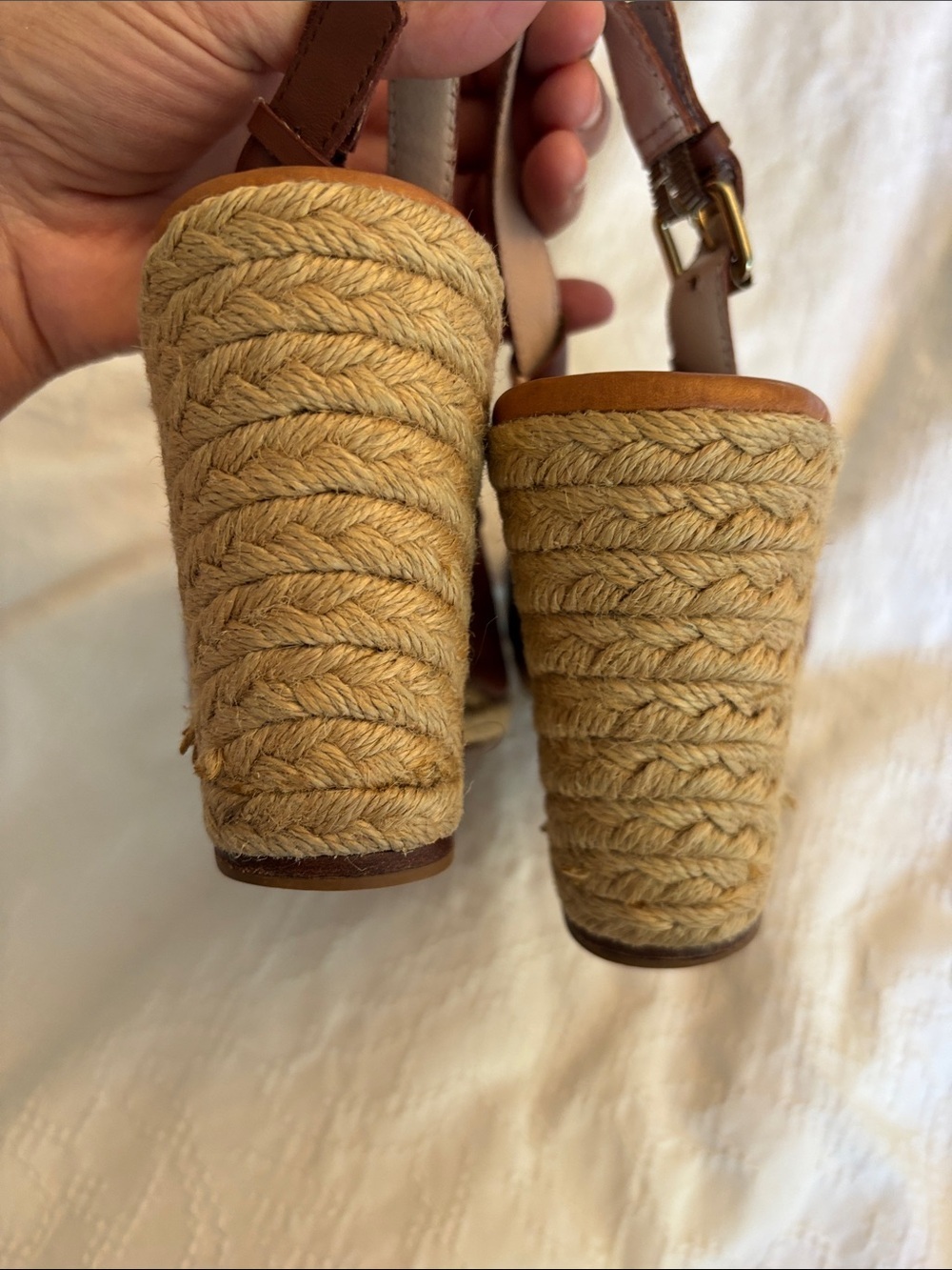 Kate Spade Brown Leather Espadrille Wedges - Size 8M - Picture 6 of 16